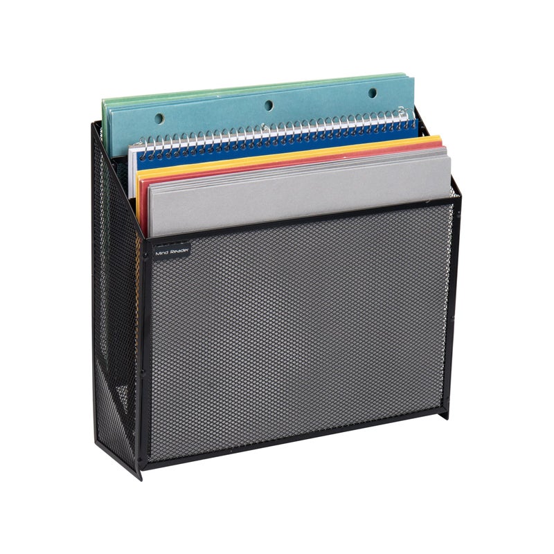 Mind Reader Vertical File Storage, Desktop Organizer, Wall Mount, Office, Metal Mesh, 12.5"L x 3.75"W x 11.5"H, Black - Image 4